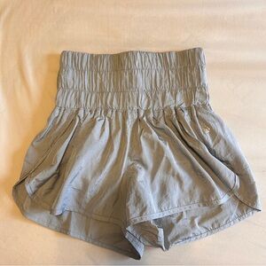 Gray High Waist Smocked Shorts
